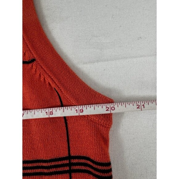 Dressbarn L Orange Black Window Pane Plaid Cardigan Cami Sweater Knit Layered - Picture 7 of 16